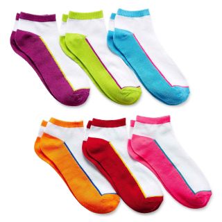 6 pk. Colorblock Low Cut Socks, White, Womens