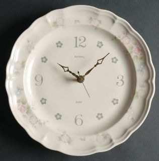 Pfaltzgraff Tea Rose Clock Plate, Fine China Dinnerware   Stoneware,Pink Roses,B