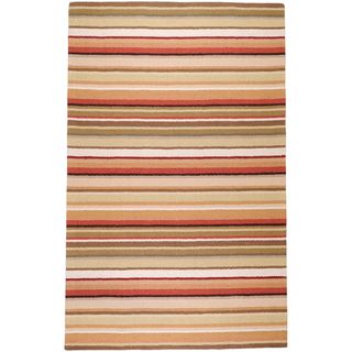 Hand crafted Beige/Red Striped Causal Havana Wool Rug (2' x 3') Surya Accent Rugs