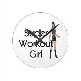 Super Workout Girl Round Clock