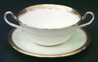 John Aynsley Elizabeth (Scalloped,Pin Line) Flat Cream Soup Bowl & Saucer Set, F