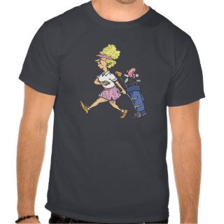 funny lady golfer cartoon graphic tee shirt
