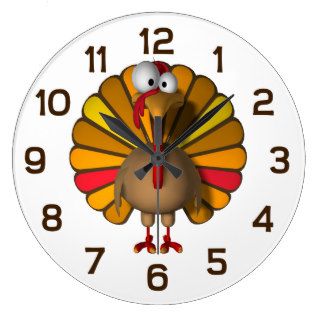 Thanksgiving Cartoon Turkey Wallclock