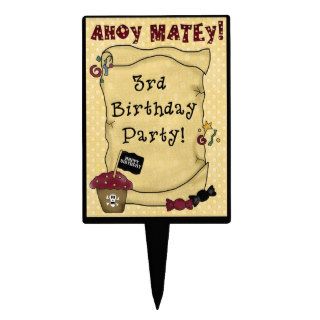 Ahoy Matey Pirate Map Birthday Cake Topper