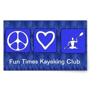 Peace Love Kayaking Rectangular Stickers