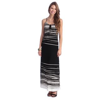 Women's Black and White Striped Maxi Dress Institute Liberal Casual Dresses