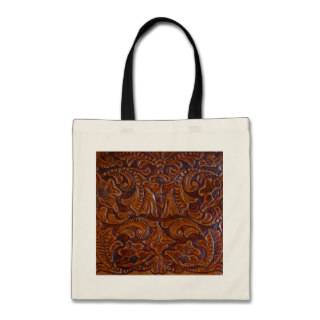 Tooled Leather look Tote Bag