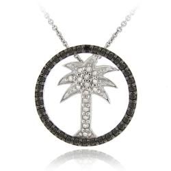 DB Designs Sterling Silver Black Diamond Accent Palm Tree Necklace DB Designs Diamond Necklaces