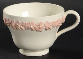Wedgwood Pink On Cream Color (Plain Edge) Footed Cup, Fine China Dinnerware   Pl