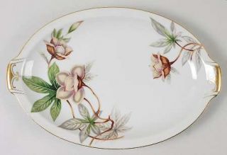 Meito Woodrose 12 Oval Serving Platter, Fine China Dinnerware   Pink/Tan Flower