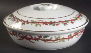 Royal Worcester Holly Ribbons 1 Qt Round Covered Casserole, Fine China Dinnerwar