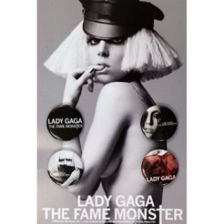Lady Gaga   Unisex adult Lady Gaga   Fame Monster 4 Pc Button Set Novelty Buttons And Pins Clothing