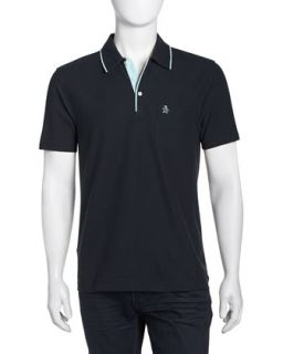 Mearl Contrast Trim Polo Shirt, Total Eclipse