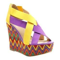 Women's Diba Dig It Lemon/Violet Elastic Diba Wedges