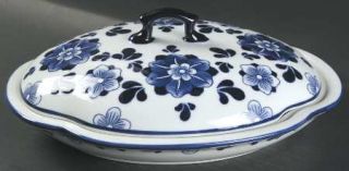  Jcp18 Oval Covered Vegetable, Fine China Dinnerware   Blue Floral,Blue