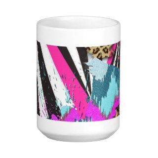 Chic aztec pink teal zebra stripes leopard pattern coffee mug