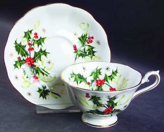 Royal Albert Yuletide (Scalloped) Footed Cup & Saucer Set, Fine China Dinnerware