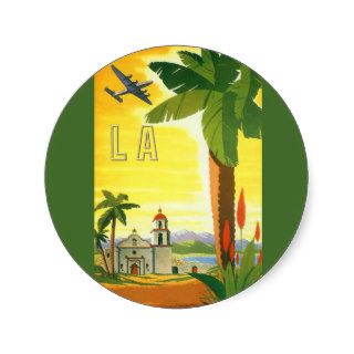 Vintage Travel Poster, Los Angeles, California Round Sticker