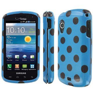 Brown Blue Polka Dot Hard Case Cover for Samsung Galaxy S Stratosphere SCH i405 Cell Phones & Accessories