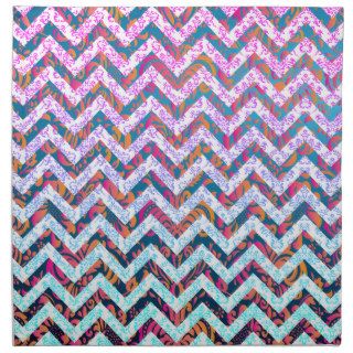 Girly PINK Red Green Blue Colorful Chevron Printed Napkins