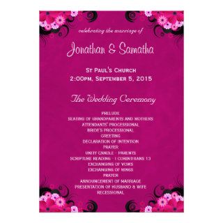 Fuchsia Pink Elegant Custom Wedding Programs Invite