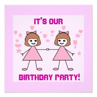 Girl twins, It's our, Birthday Party Invitations