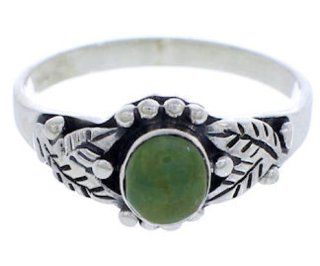 Sterling Silver Turquoise Southwest Leaf Ring Size 6 UX32054 Jewelry