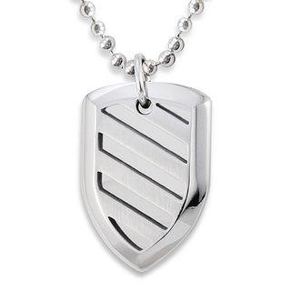 Stainless Steel Polished Shield Cut out Design Necklace West Coast Jewelry Men's Necklaces