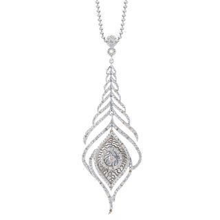 Sterling Silver 1/4ct TDW Diamond Feather Necklace (J K, I2 I3) Diamond Necklaces