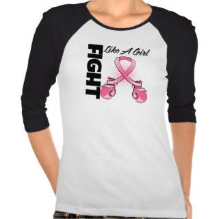Pink Boxing Ribbon Fight Like A Girl Breast Cancer Tees