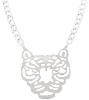 2 Pieces of Silver Outline Tiger Pendant with a 20 Inch Adjustable Link Chain Necklace Jewelry