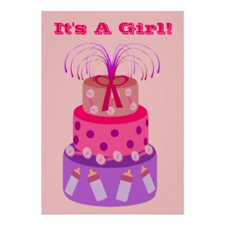 It's a Girl Cake Baby Shower Decoration Poster