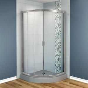 MAAX Intuition 42 in. x 42 in. x 70 in. Neo Round Frameless Corner Shower Door Clear Glass in Nickel Finish 137230 900 105 000