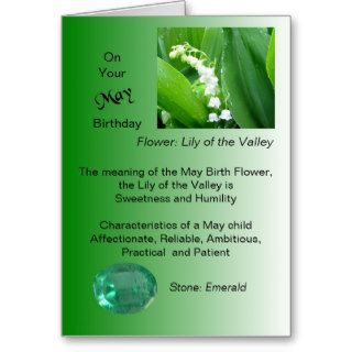 May Birthday Card   Lily Of The Valley and Emerald