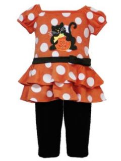 Rare Editions Baby 3M 24M Orange Black Cat On Pumpkin Dress / Legging Set Clothing
