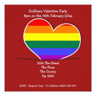 Valentine Rainbow Pride Heart Party Personalized Invite