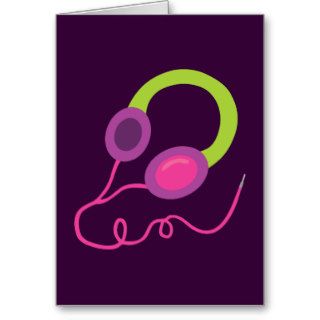 Neon Headphones Greeting Card