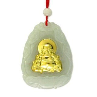 Natural Jade Agate 24k Gold Zodiac Buddha Necklace Jewelry