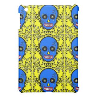 Day of the Dead Sugar Skull   Blue and Yellow Cover For The iPad Mini