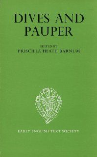 Dives and Pauper Text vol I (Early English Text Society Original Series) P H Barnum 9780197222775 Books