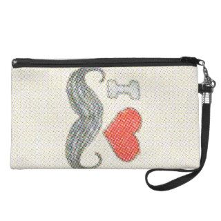 Funny I love / heart Mustaches comics kids drawing Wristlet Clutches