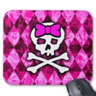 Girly Skull Pink Bow MousePad
