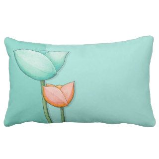 Simple Flowers teal orange Throw Pillow