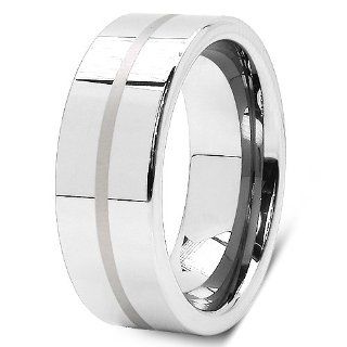 8MM Men's Tungsten Carbide Flat Comfort Fit Wedding Ring Band Jewelry