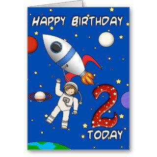 Cartoon Astronaut Child's 2nd Birthday Card