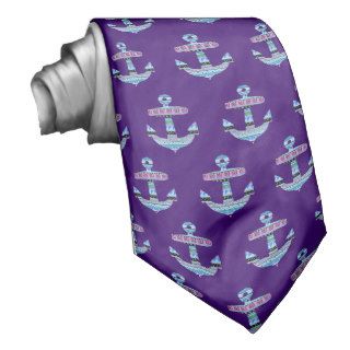 Blue Purple Nautical Tribal Anchor Neckwear