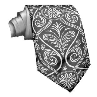 Black And White Vintage Damask Pattern Neckties