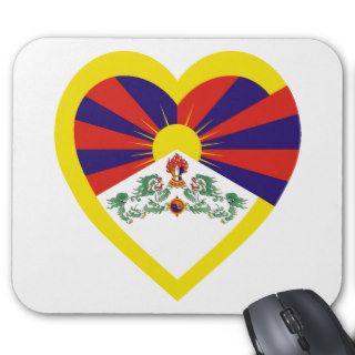 Tibet Flag Heart Mouse Pad