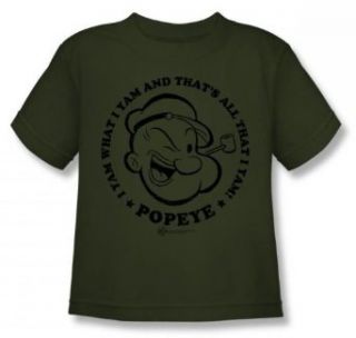 Popeye   I Yam Juvy T Shirt In Military Green Novelty T Shirts Clothing