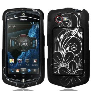CASIO G'ZONE COMMANDO 4G C811 BLACK WHITE FLOWER COVER SNAP ON HARD CASE + SCREEN PROTECTOR by [ACCESSORY ARENA] Cell Phones & Accessories